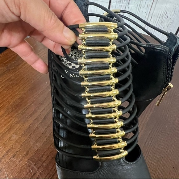 VINCE CAMUTO REESE black nappa leather gladiator high 4” sandals ins Size 7 NIB - Picture 9 of 16